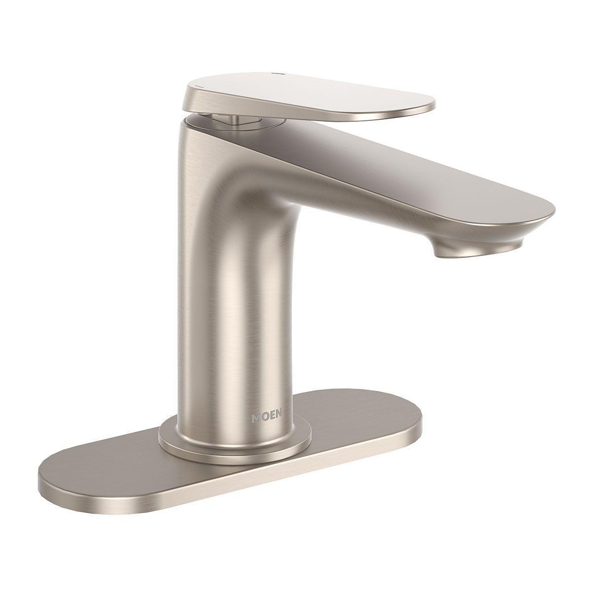 Mezcladora monomando para lavabo moen línea akamys acabado níquel cepillado