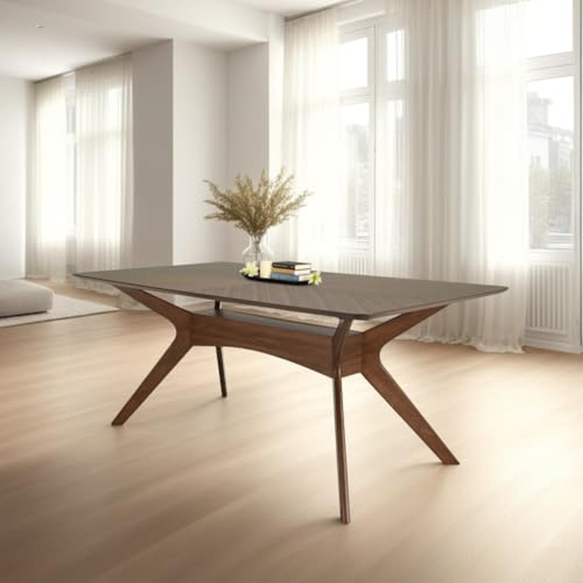 Mesa de comedor dixon de madera con acabado de nogal