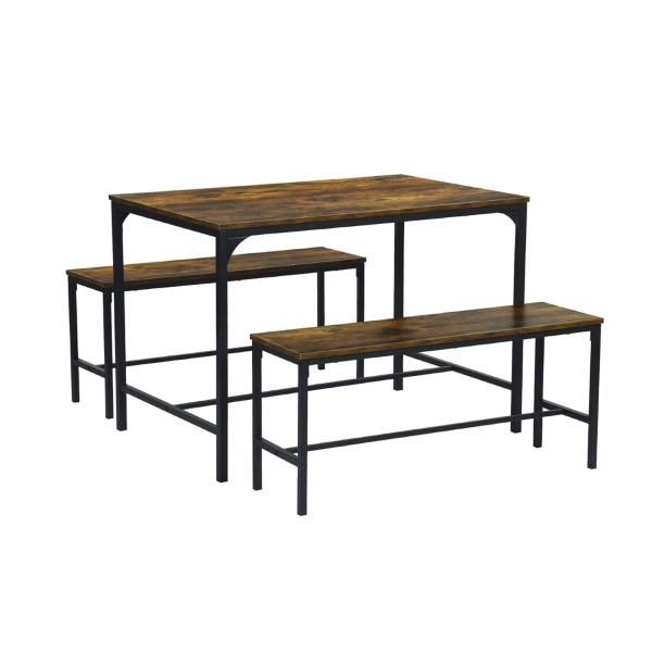 MESA DE COMEDOR CON 2 BANCOS PARA 4 A 6 PERSONAS VINTAGE