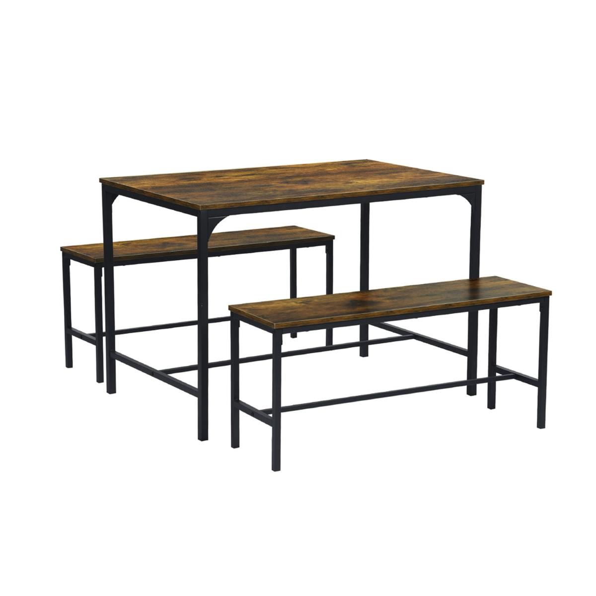 Mesa de comedor con 2 bancos para 4 a 6 personas vintage