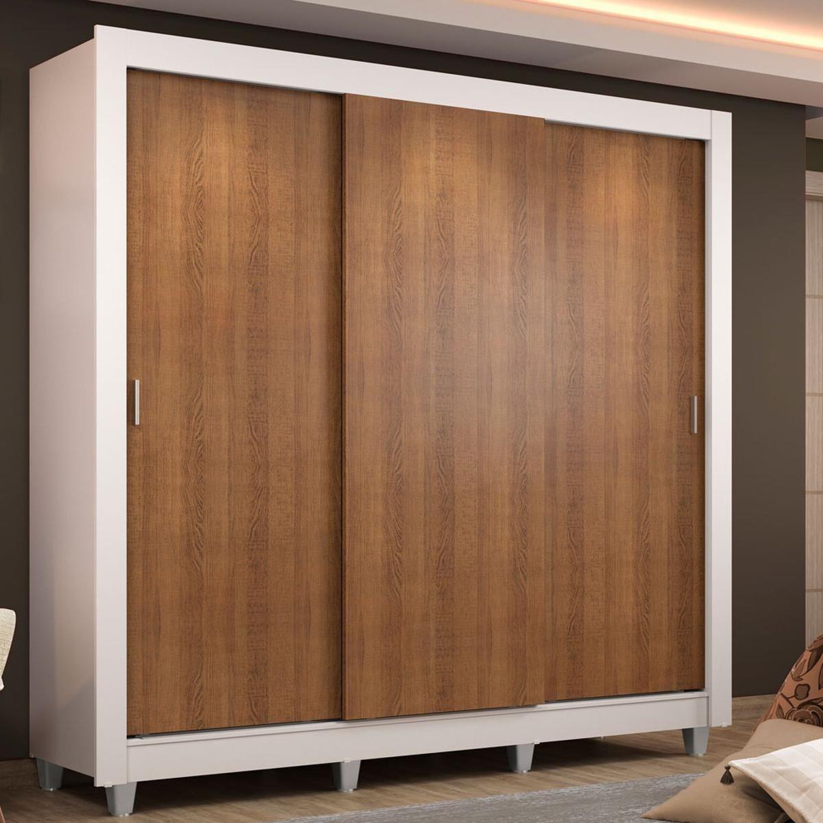 Ropero madesa lyon 3 puertas 2 cajones pies blanco