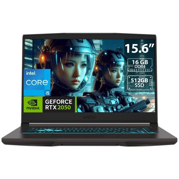LAPTOP GAMER MSI THIN 15 CORE I5 MEMORIA DE 16GB SSD DE 512GB GEFORCE RTX 2050 W11H