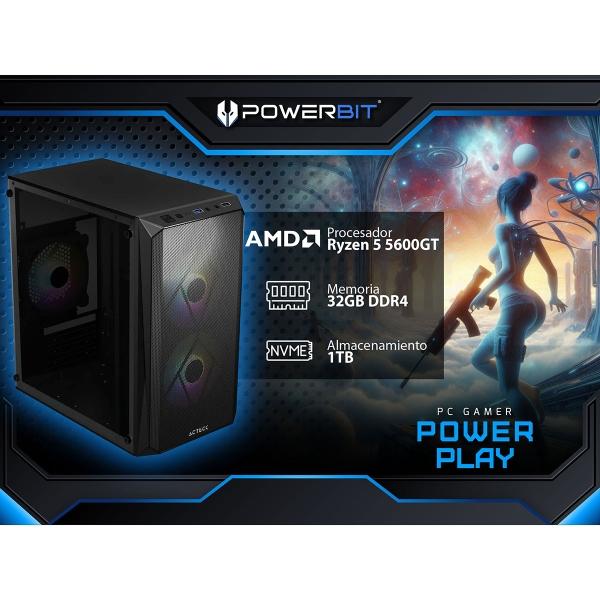 PC GAMER POWERBIT POWER PLAY RYZEN 5 RAM DE 32GB SSD DE 1TB RADEON GRAPHICS W11H VERSIÓN DE PRUEBA