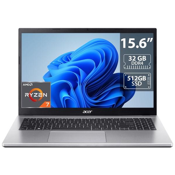 LAPTOP ACER ASPIRE 3 AMD RYZEN MEMORIA DE 32GB SSD DE 512GB RADEON GRAPHICS W11H TECLADO EN INGLÉS
