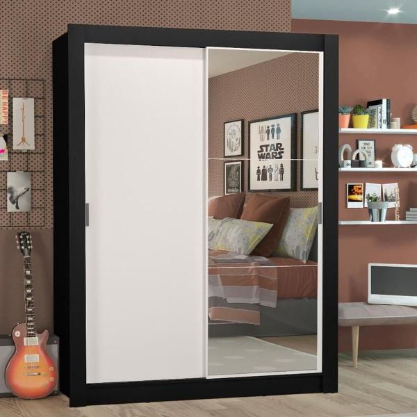 ROPERO MADESA DENVER 2 PUERTAS ESPEJO NEGRO
