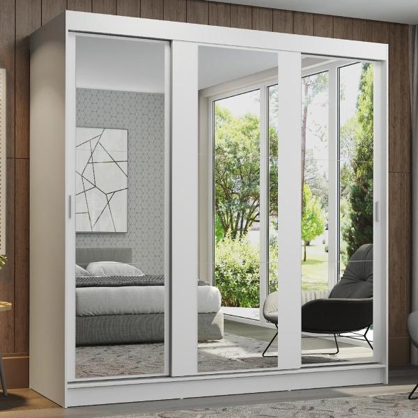 ROPERO MADESA RENO 3 PUERTAS CON ESPEJO BLANCO