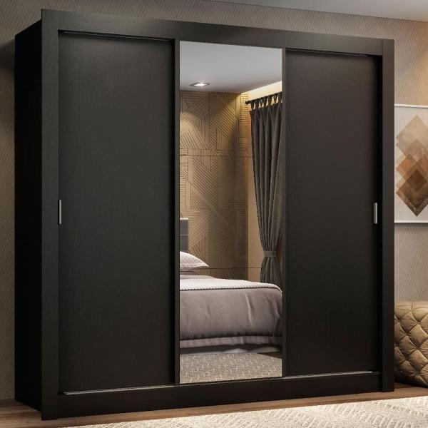 ROPERO MADESA LYON 3 PUERTAS 1 ESPEJO 2 CAJONES NEGRO