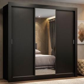 ROPERO MADESA LYON 3 PUERTAS 1 ESPEJO 2 CAJONES NEGRO