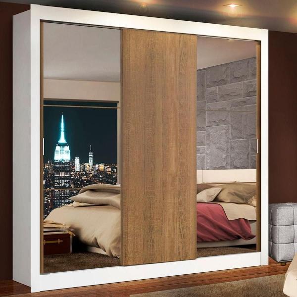 ROPERO MADESA LYON 3 PUERTAS ESPEJOS 2 CAJONES BLANCO