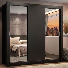 ROPERO MADESA LYON 3 PUERTAS ESPEJOS 2 CAJONES NEGRO