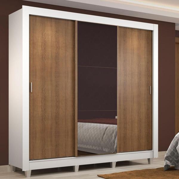 ROPERO MADESA LYON 3 PUERTAS ESPEJO 2 CAJON PIES BLANCO