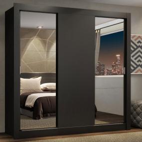 ROPERO MADESA LYON PLUS 3 PUERTAS CORREDIZAS 4C NEGRO