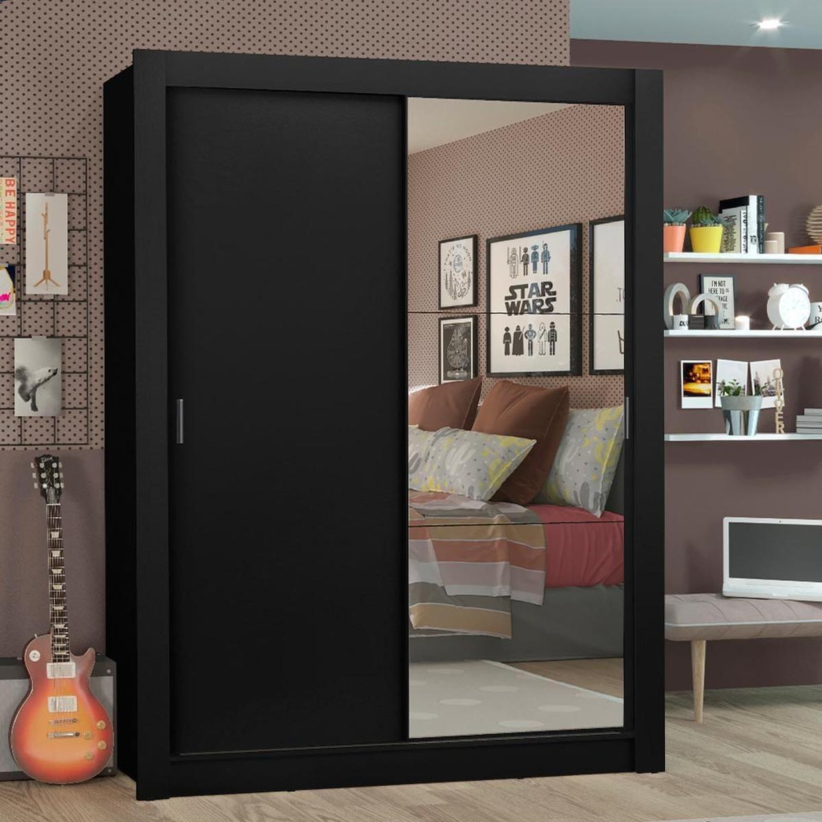 Ropero madesa denver 2 puertas espejo negro