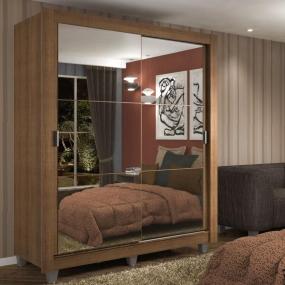 ROPERO MADESA DALLAS 2 PUERTAS CORREDIZAS CON ESPEJO 2 CAJONES CON PIES MARRÓN