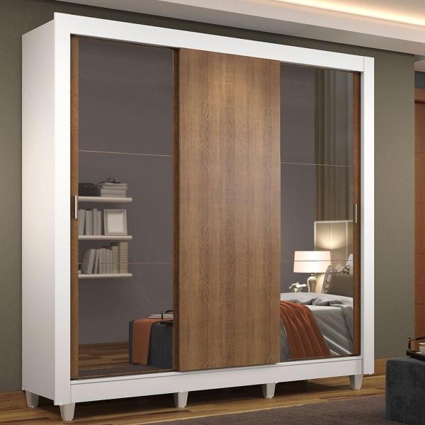 ROPERO MADESA MÓNACO 3 PUERTAS CORREDIZAS PIES BLANCO