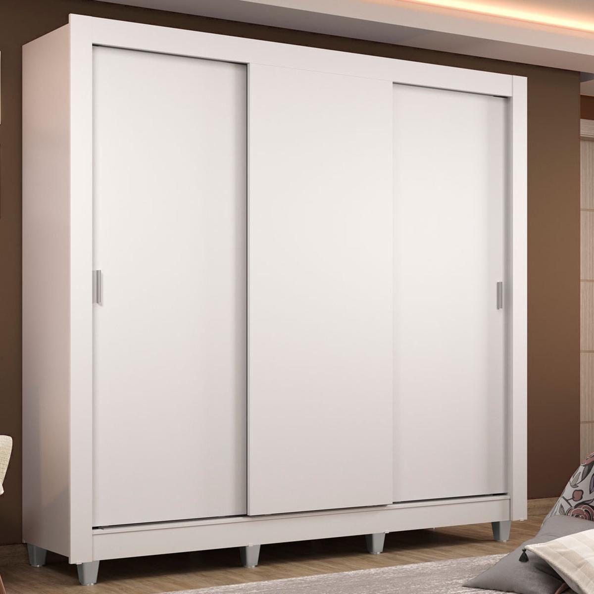 Ropero madesa lyon 3 puertas 2 cajones pies blanco