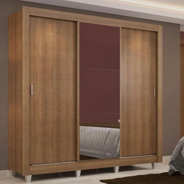 ROPERO MADESA LYON 3 PUERTAS ESPEJO 2 CAJON PIES MARRÓN