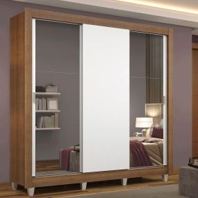 ROPERO MADESA MÓNACO 3 PUERTAS CORREDIZAS PIES MARRÓN