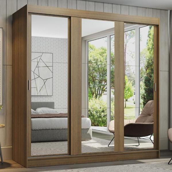 ROPERO DOBLE MADESA RENO 3 PUERTAS ESPEJOS MARRÓN