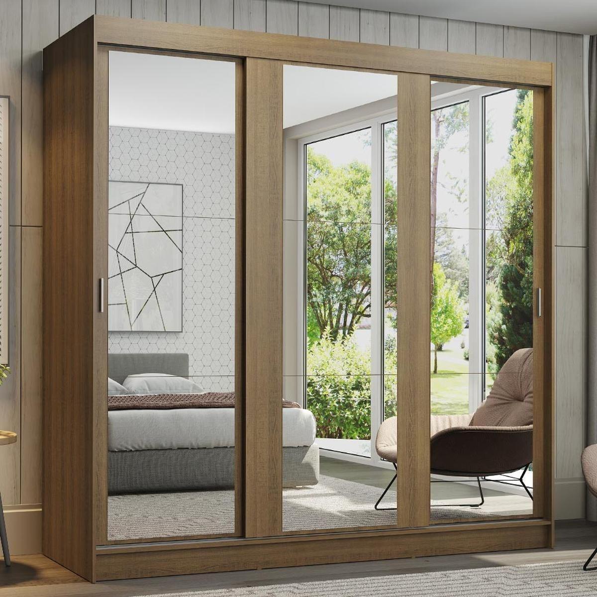 Ropero doble madesa reno 3 puertas espejos marrón