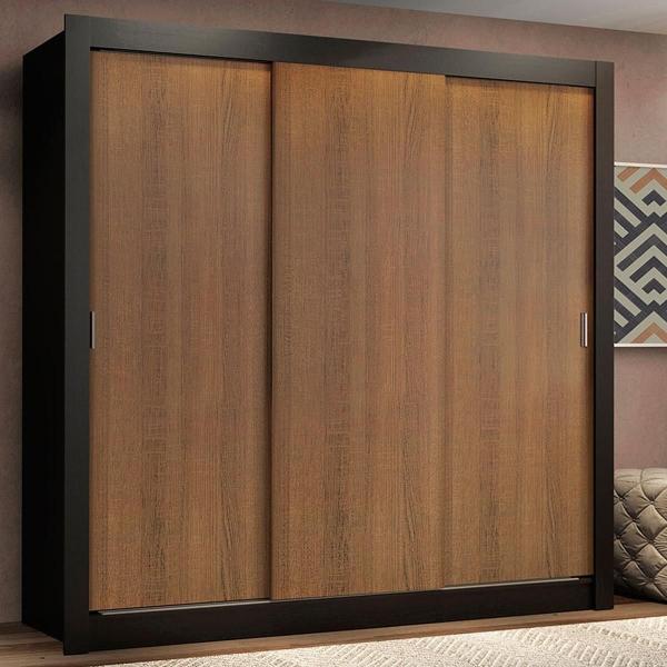 ROPERO MADESA LYON PLUS 3 PUERTAS CORREDIZAS 4C NEGRO