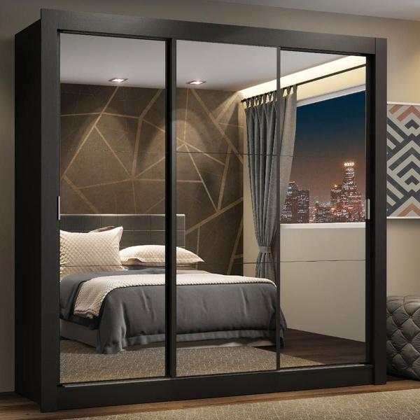 ROPERO MADESA LYON PLUS 3 PUERTAS CORREDIZAS 4C NEGRO