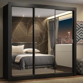 ROPERO MADESA LYON PLUS 3 PUERTAS CORREDIZAS 4C NEGRO