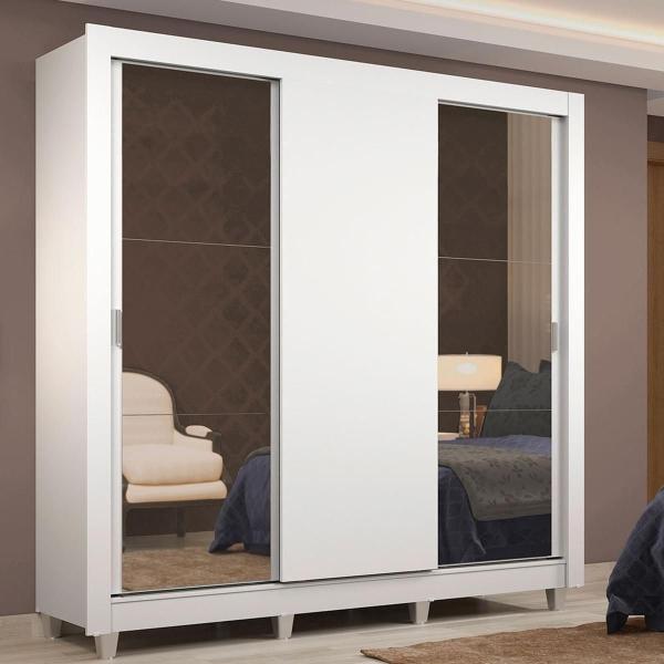 ROPERO MADESA LYON 3 PUERTAS ESPEJOS 2C PIES BLANCO
