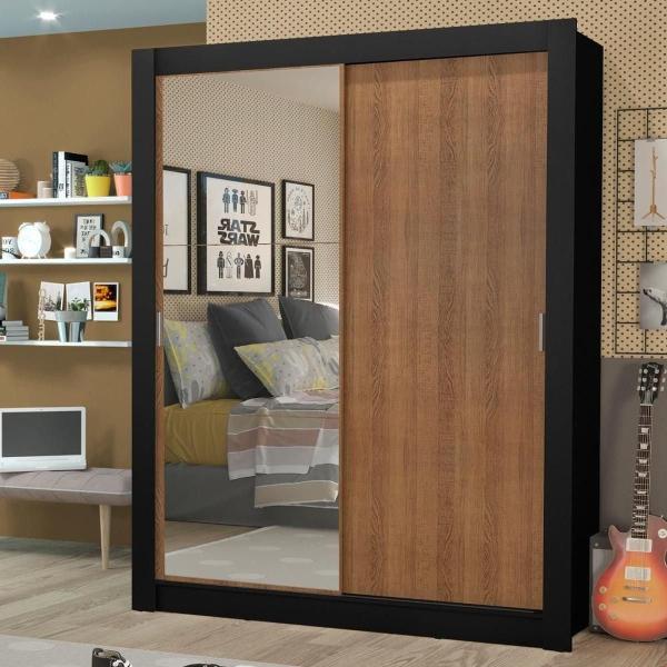 ROPERO MADESA DALLAS PLUS 2 PUERTAS CORREDIZAS NEGRO