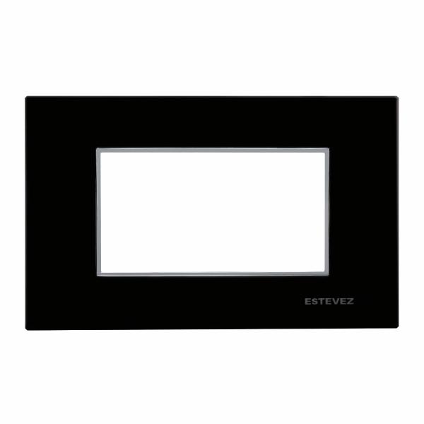 PLACA DE PARED DE 3 MÓDULOS CRISTAL NEGRO