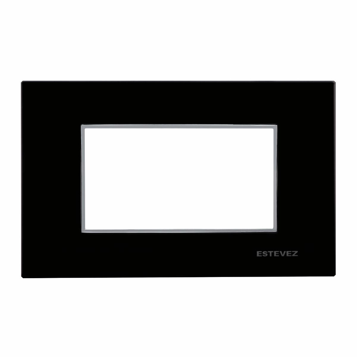 Placa de pared de 3 módulos cristal negro