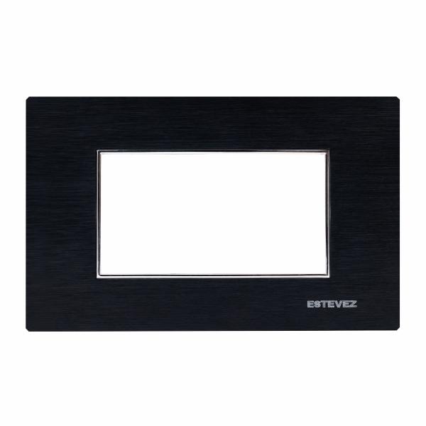 PLACA DE PARED DE 3 MÓDULOS ALUMINIO NEGRO PULIDO
