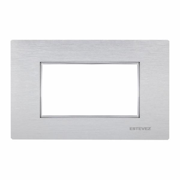 PLACA DE PARED DE 3 MÓDULOS ALUMINIO ACERO PULIDO