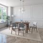 JUEGO DE COMEDOR OSLO DE MADERA DE NOGAL CON 6 SILLAS TAPIZADAS GRIS CLARO