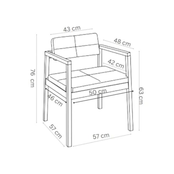 SET DE 4 SILLAS DE COMEDOR GIN DE MADERA DE ROBLE CON TAPIZADO GRIS CLARO