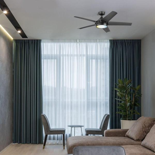 VENTILADOR DE TECHO KRISKA 52" PARA EXTERIOR CON LED INTEGRADO NEGRO