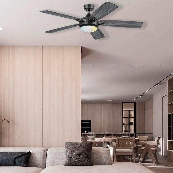 VENTILADOR DE TECHO BOREAS 52" PARA INTERIOR CON LED INTEGRADO NEGRO