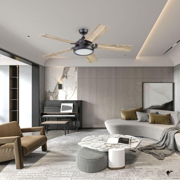 VENTILADOR DE TECHO ODIN 52" PARA INTERIOR CON LED INTEGRADO NEGRO