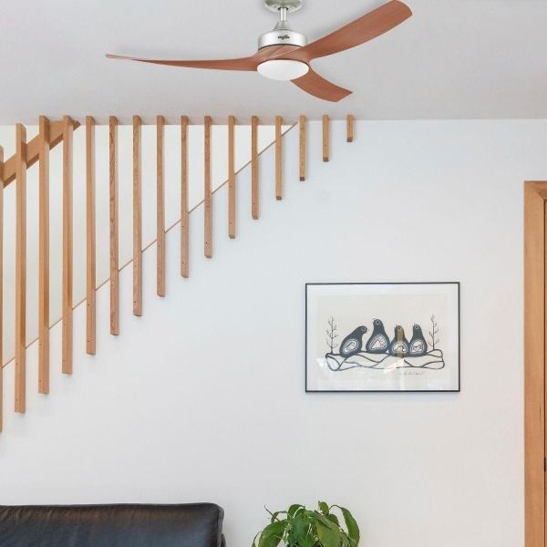 VENTILADOR DE TECHO VULCANO 52" PARA EXTERIOR CON LED INTEGRADO NÍQUEL