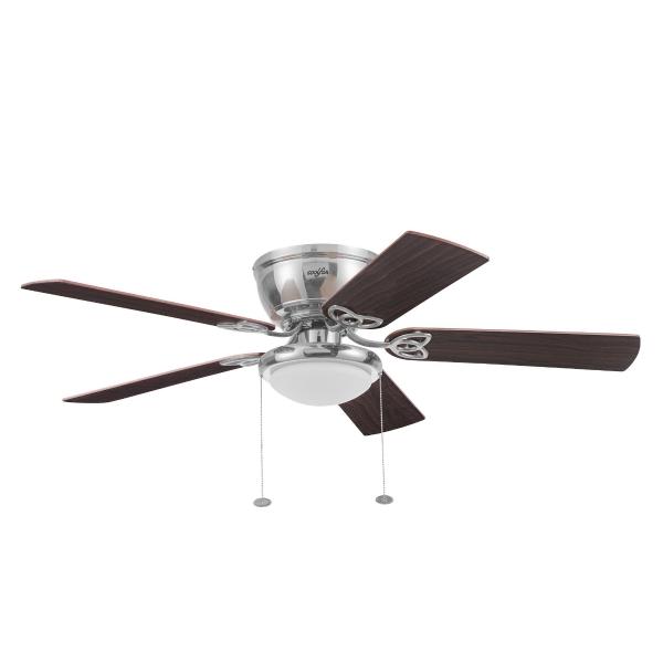 VENTILADOR DE TECHO LOW PROFILE 52" PARA INTERIOR CON LED INTEGRADO NÍQUEL