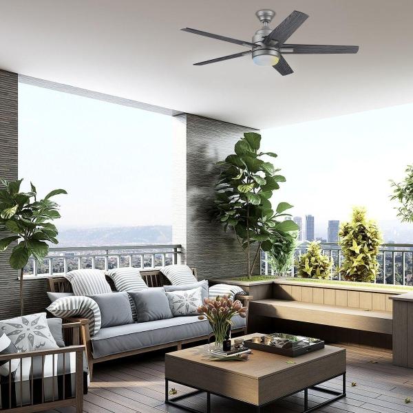 VENTILADOR DE TECHO KON 52" PARA EXTERIOR CON LED INTEGRADO GRIS