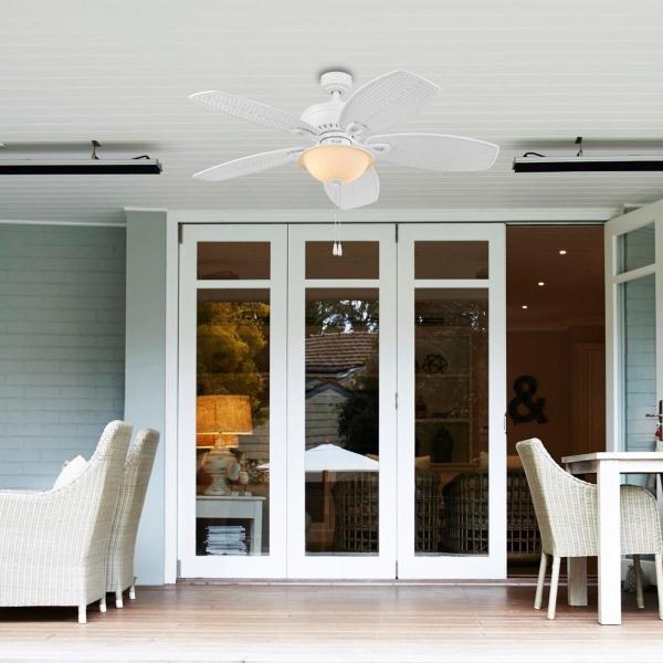 VENTILADOR DE TECHO HURACAN 56" PARA EXTERIOR CON LED INTEGRADO BLANCO