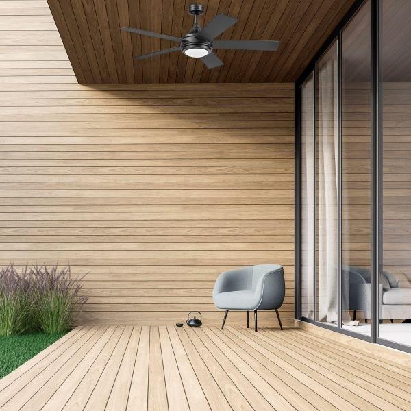 VENTILADOR DE TECHO VAYU 52" PARA EXTERIOR CON LED INTEGRADO NEGRO