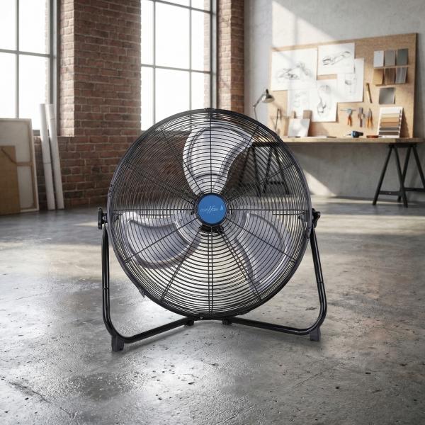 VENTILADOR DE PISO HOLBOX 20" PARA INTERIOR ASPA METÁLICA NEGRO