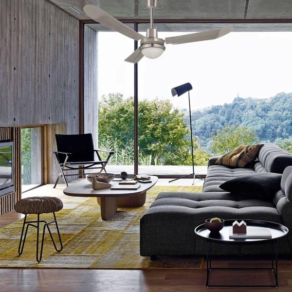 VENTILADOR DE TECHO INDUSTRIAL 56" PARA INTERIOR CON LED INTEGRADO PLATA