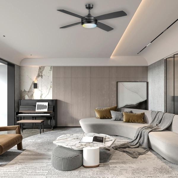 VENTILADOR DE TECHO CICLÓN 52" PARA INTERIOR CON LED INTEGRADO NEGRO