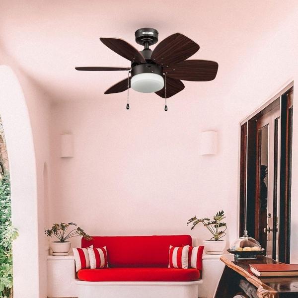 VENTILADOR DE TECHO LOMBARDO 30" PARA INTERIOR CON LED INTEGRADO BRONCE