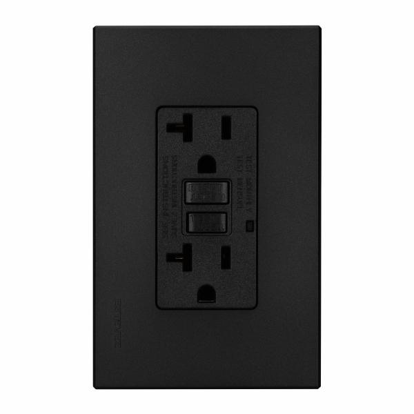 CONTACTO DÚPLEX CON FALLA A TIERRA Y PLACA DE PARED INCLUIDA NEGRO GRAFITO