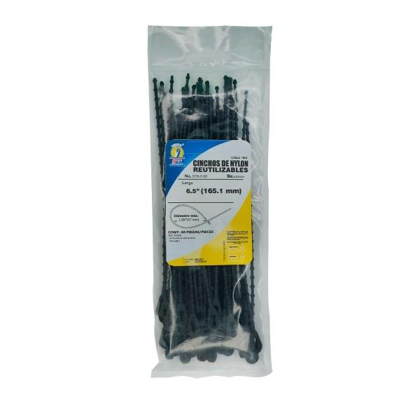 CINCHO SUJETACABLE DE NYLON DE BOLITAS NEGRO REUSABLE