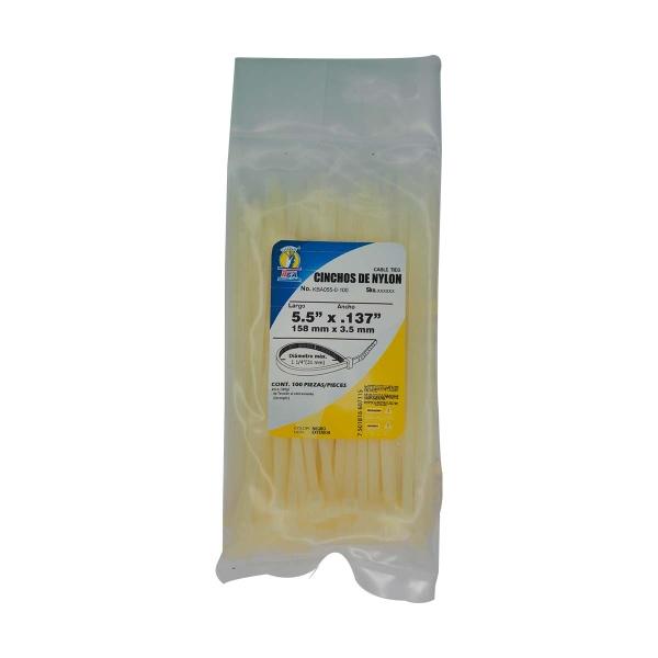 CINCHOS SUJETA CABLE 5.5 NATURAL BOLSA CON 100 PIEZAS